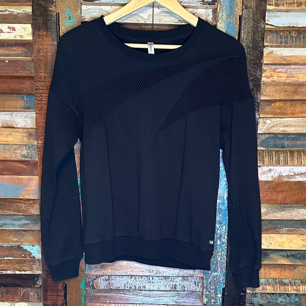 Fabletics Black Women's‎ Pullover Sweatshirt w/Mesh Panel Detailing